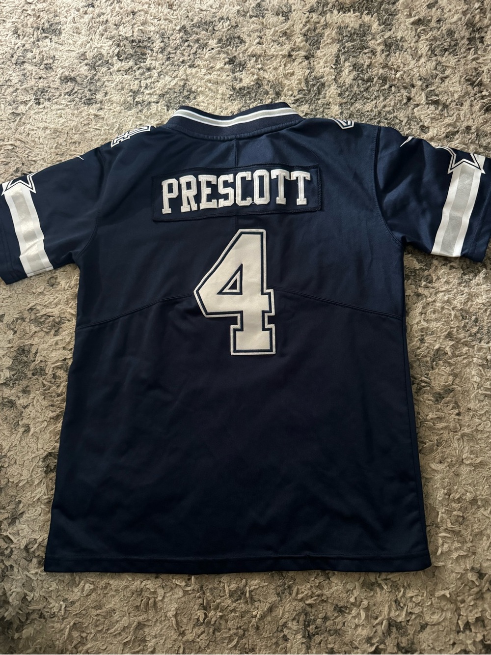 Nike Kids Navy and White Prescott #4 Football Jersey - Picture 1 of 3